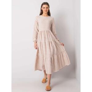 Dámske kockované šaty Pasadena RUE PARIS beige