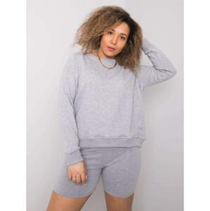 Dámska plus size bavlnená mikina s kapucňou DONNA sivá