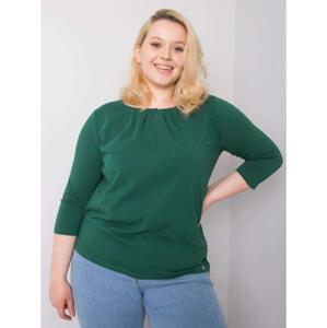 Dámska plus size bavlnená blúzka JODIE tmavozelená