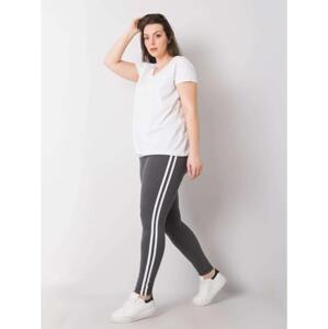 Dámske melanžové bavlnené plus size legíny MILLIE tmavo šedé
