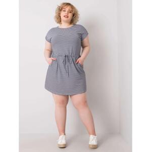 Dámske pruhované plus size mini šaty SARIYAH námornícka modrá a biela