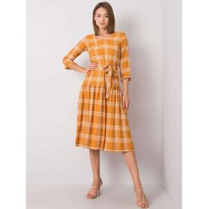 Dámske kockované šaty GIANA Mustard