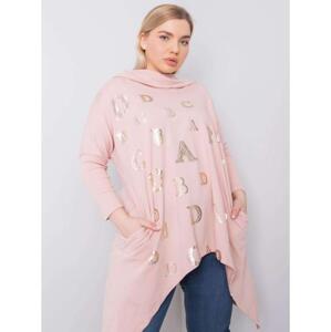 Dámska plus size blúzka s kapucňou AINA ružová