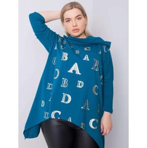 Dámska plus size blúzka s kapucňou AINA modrá