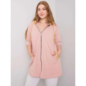 Dámska plus size mikina LOUNES na zips ružová