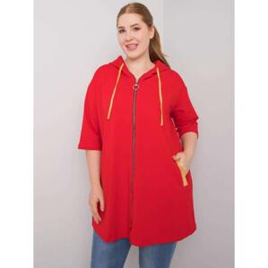 Dámska plus size mikina na zips LOUNES červená