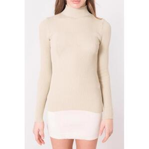 Dámsky rebrovaný rolák BSL light beige