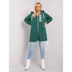 Dámska plus size mikina STACY s kapucňou bez zipsu tmavozelená