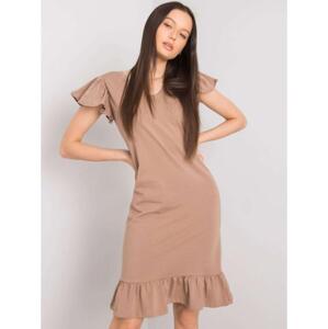 Dámske šaty s volánom CANDANCE dark beige
