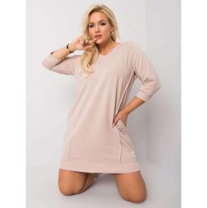 Dámske plus size bavlnené šaty KARISSA svetlohnedé
