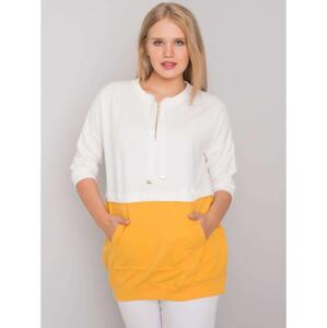 Dámska plus size bavlnená tunika PHILOMENE ecru-yellow