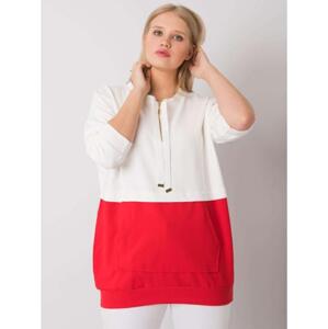 Dámska plus size bavlnená tunika PHILOMENE ecru red