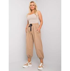 Dámske plus size tepláky široké FERRO béžové