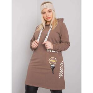 Dámska plus size tunika s kapucňou ASHFORD hnedá