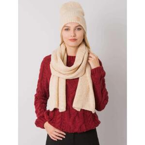 Dámsky set čiapky a šálu RUE PARIS beige