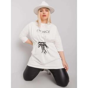 Dámska tunika s viazaním melange plus size TULSA ecru