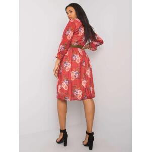 Dámske kvetinové plus size šaty BIANNA burgundy
