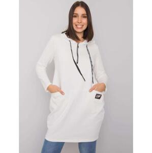 Dámska bavlnená plus size tunika s kapucňou KIERRA ecru