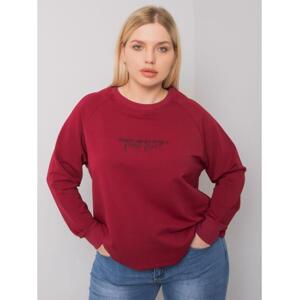 Dámska mikina plus size s nápisom MARLOW bordová