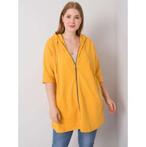 Dámska plus size mikina s kapucňou LOUNES dark yellow