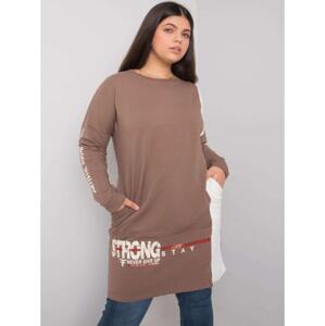 Dámska plus size bavlnená tunika ELEASHA hnedá