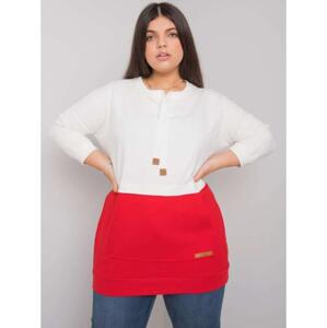 Dámska mikina plus size SIRA ecru-red