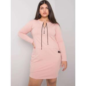 Dámske plus size šaty s vreckami ALESSIA pink