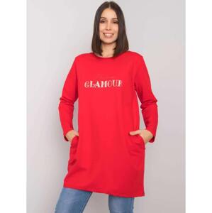 Dámska plus size tunika s vreckami ALEXIAH červená