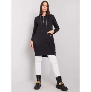 Dámska bavlnená plus size tunika s kapucňou KIERRA black