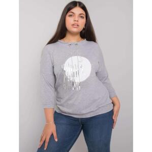 Dámska melanžová blúzka plus size BELLA sivá