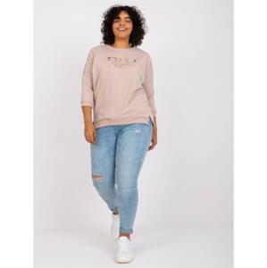 Dámska blúzka s kamienkami CORDELIA plus size light beige