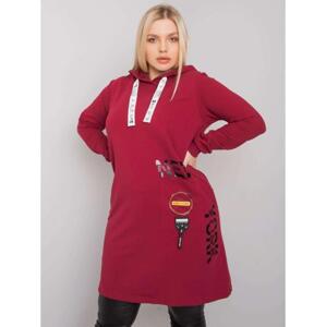 Dámska plus size tunika s kapucňou ASHFORD bordová