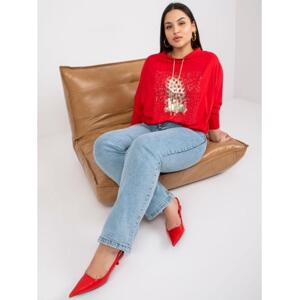 Dámska plus size blúzka s kamienkami MANON červená