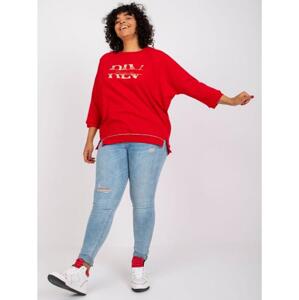 Dámska plus size bavlnená blúzka CORDELIA červená