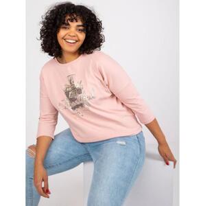 Dámska blúzka s okrúhlym výstrihom plus size VICEKEY pink