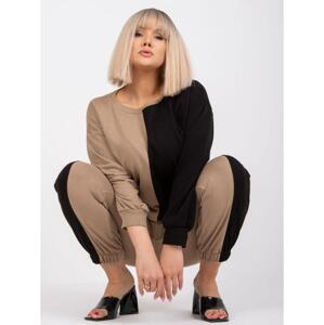 Dámske plus size tepláky AMISHI tmavo béžové a čierne