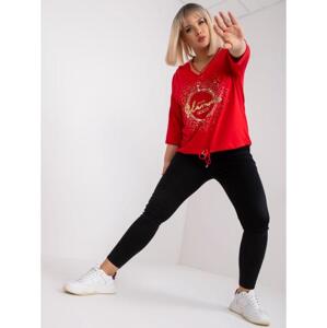 Dámska plus size blúzka s výstrihom MAILEEN červená