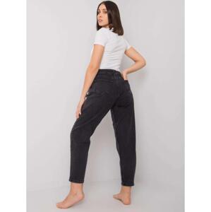 Dámske rovné plus size džínsy JOHANA tmavo šedé
