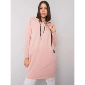 Dámska bavlnená plus size tunika s kapucňou KIERRA pink
