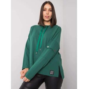 Dámska plus size blúzka s vreckami na rukávoch LUNNARA tmavozelená