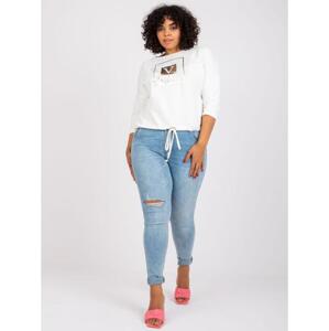 Dámska plus size blúzka s kamienkami ROXANNE ecru