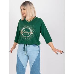 Dámska plus size rebrovaná blúzka MAILEEN tmavozelená