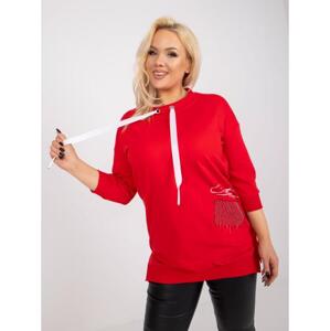 Dámska plus size bavlnená tunika s aplikáciou INNA červená