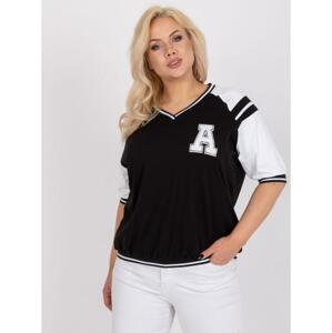 Dámska plus veľkosť V-neck ležérna blúzka EMILY čierna a biela