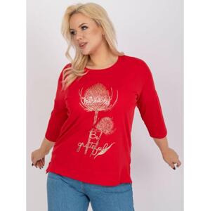 Dámska bavlnená blúzka s potlačou plus size JESICCA červená
