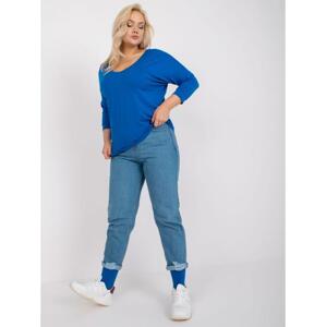 Dámska blúzka plus size na každodenné nosenie viskóza GLORIA tmavomodrá