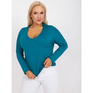 Dámska plus size blúzka z viskózy s výstrihom do V ELISA modrá