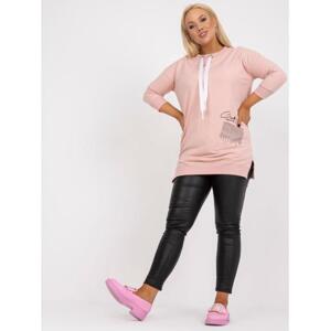 Dámska bavlnená tunika s otvoreným výstrihom plus size SYLVANIE pink
