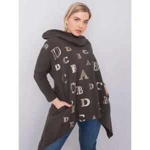 Dámska blúzka s kapucňou plus size AINA dark khaki