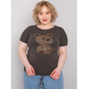 Dámska blúzka s kamienkami plus size LUCE dark khaki